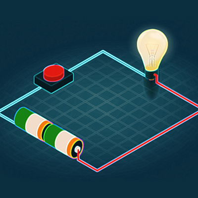 Imagem ilustrativa de um circuito botão-led