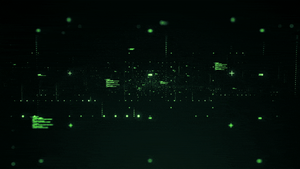 GIF com códigos e informações passando de fundo
